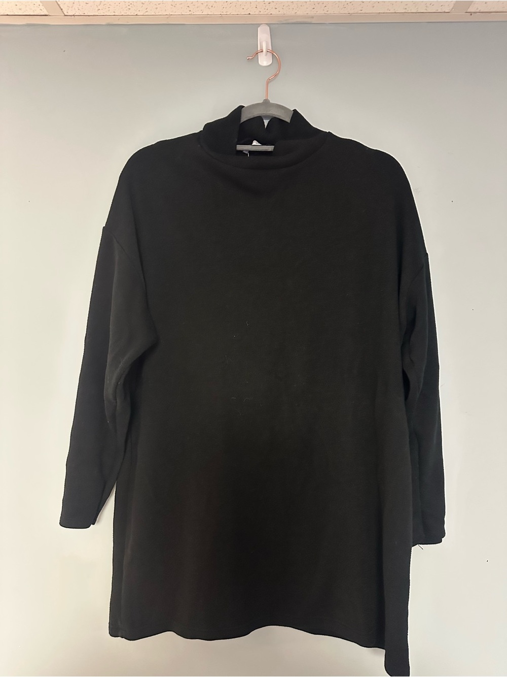 Zara Black Oversized Mock Neck Tunic Sweater Dress